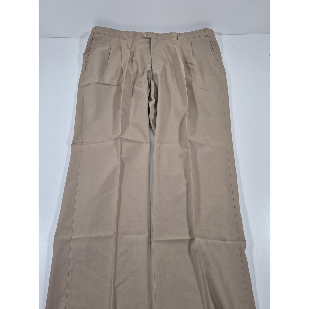 John Alexander Dress Pants Mens 50x36 Beige Pro-Spin Pleated Unhemmed NWT